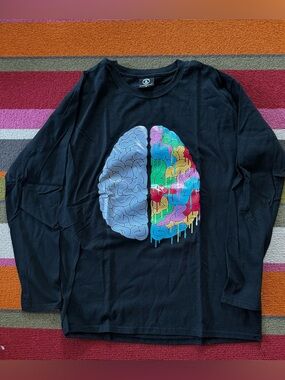 Black L/S T-Shirt w Brain Graphic